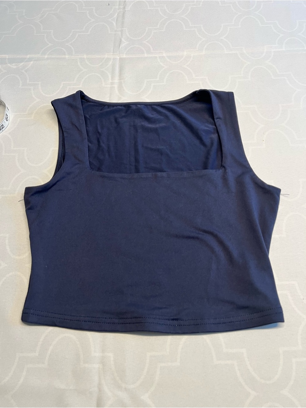 Women’s Navy Square-Neck Crop Tank Top SHEIN Medium